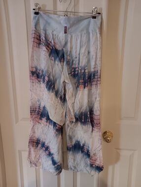 Hard Tail Forever Tie-Dye Wide Leg Women's Pants - Light Blue, Pink & Navy
